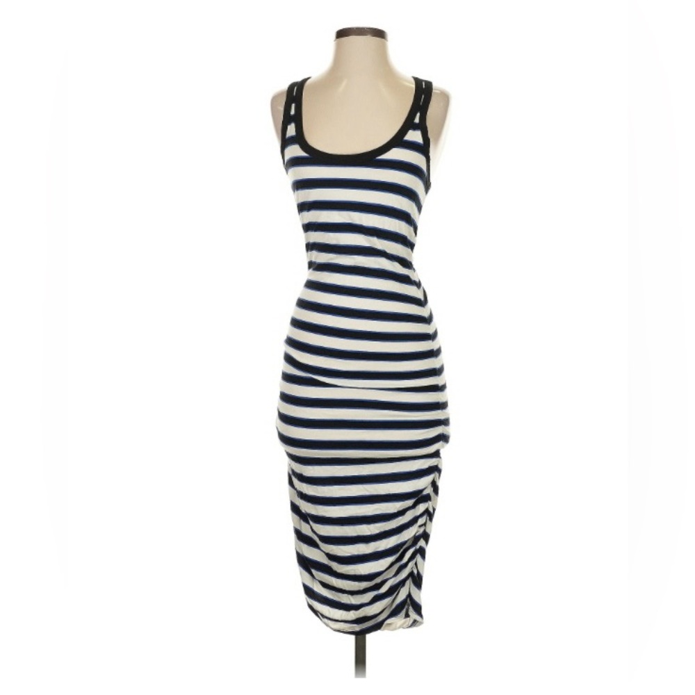 Express Black and White Striped Midi Dress